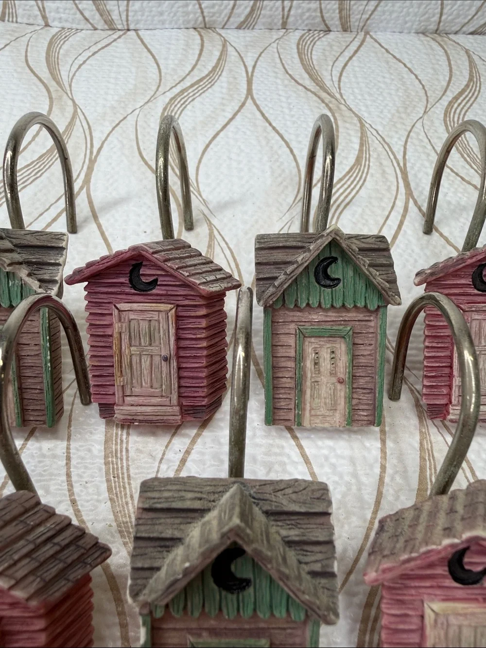 Rustic Outhouse Shower Curtain Hooks Cabin Bathroom Decor
